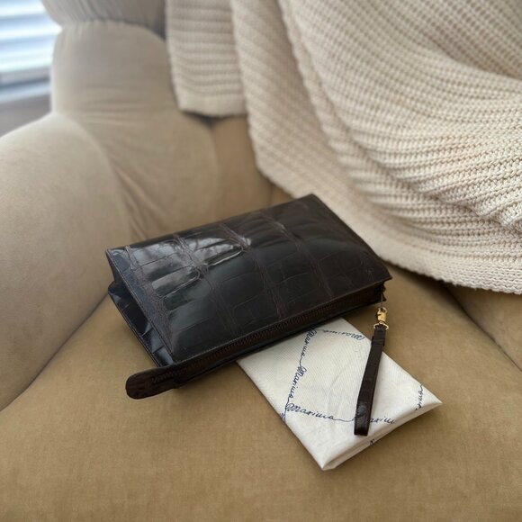 VTG Auth. TITTI DELL' ACQUA by MAXIMA Genuine Alligator Wristlet Clutch Bag - Picture 4 of 9